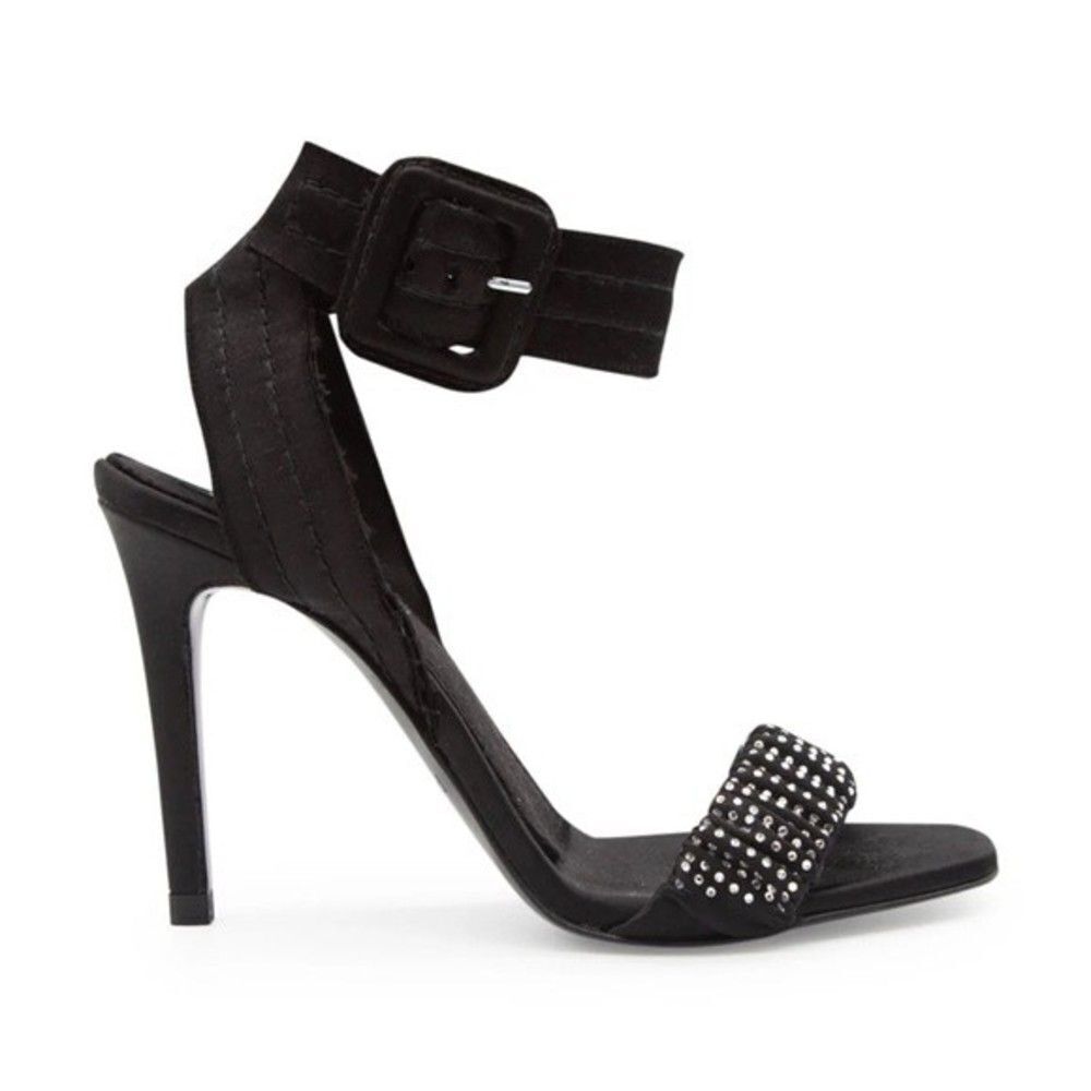Pedro Garcia Crystal Embellished Satin High Heel Sandal 37.5 New in Box